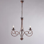 Lampadario in ferro laccato nero con decorazione rame antico 3 luci