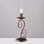 Lumetto in ferro laccato nero con decorazione rame antico 1 luce