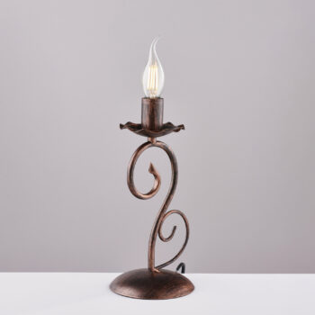 Lumetto in ferro laccato nero con decorazione rame antico 1 luce