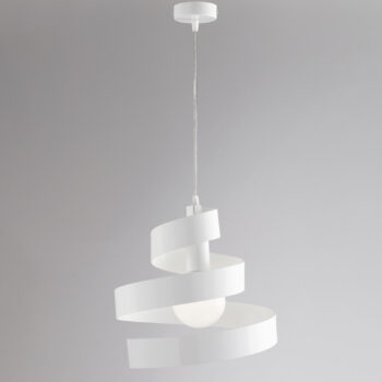 Sospensione in ferro laccato bianco lucido con cavo elettrico regolabile 1 luce