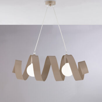 Sospensione in ferro laccato tortora opaco con cavo elettrico regolabile 2 luci