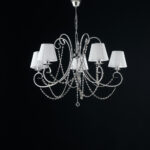 Lampadario in ferro  cromato 5 luci con paralumi