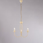 Lampadario in ferro laccato avorio con decorazione effetto decapè 3 luci