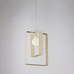 Sospensione in ferro laccato avorio e tortora con cavo elettrico regolabile 1 luce