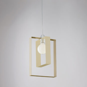 Sospensione in ferro laccato avorio e tortora con cavo elettrico regolabile 1 luce