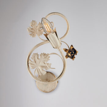 Applique in ferro laccato avorio con decorazione oro antico 1 luce