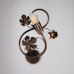 Applique in ferro laccato marrone con decorazione oro antico 1 luce