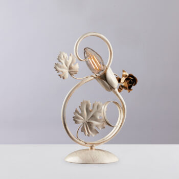 Lumetto in ferro laccato avorio con decorazione oro antico 1 luce