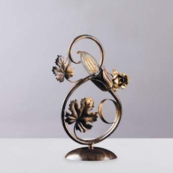 Lumetto in ferro laccato marrone con decorazione oro antico 1 luce