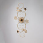 Plafoniera in ferro laccato avorio con decorazione oro antico 2 luci