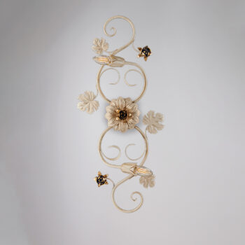 Plafoniera in ferro laccato avorio con decorazione oro antico 2 luci