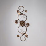 Plafoniera in ferro laccato marrone con decorazione oro antico 2 luci