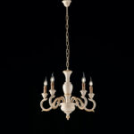 Lampadario in legno avorio e foglia oro 5 luci