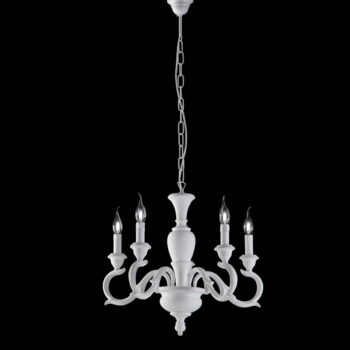 Lampadario in legno bianco shabby 5 luci