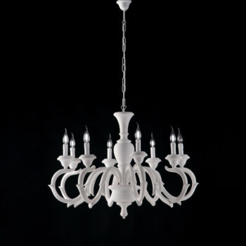 Lampadario in legno bianco shabby 8 luci