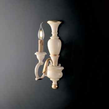 Applique in legno avorio e foglia oro 1 luce