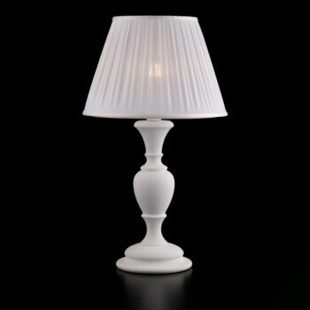 Lume in legno bianco shabby 1 luce con paralume dm.35