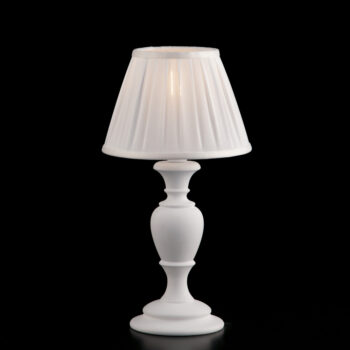 Lumetto in legno bianco shabby 1 luce con paralume dm.20