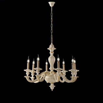 Lampadario in legno avorio e foglia oro 6 luci