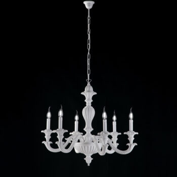 Lampadario in legno bianco shabby 6 luci