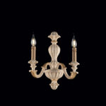Applique in legno avorio e foglia oro 2 luci