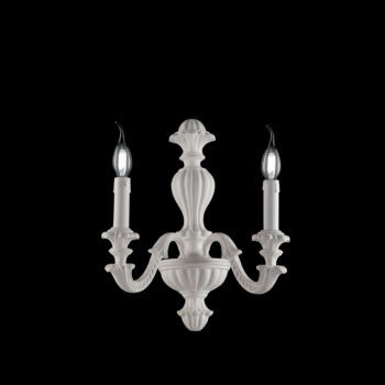 Applique in legno bianco shabby 2 luci
