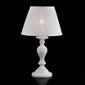 Lume in legno bianco shabby 1 luce con paralume dm.35