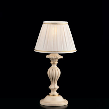 Lumetto in legno avorio e oro 1 luce con paralume dm.20