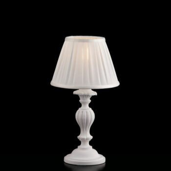 Lumetto in legno bianco shabby 1 luce con paralume dm.20