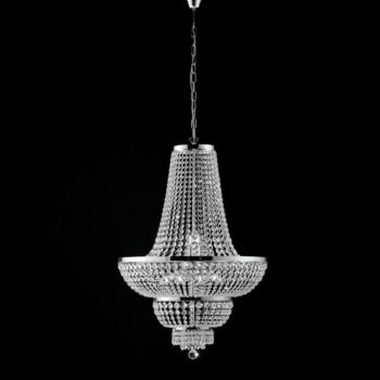 Lampadario in ferro e ottone cromato con strass 10 luci