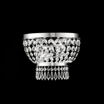 Applique in ferro e ottone cromato con strass 2 luci