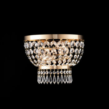 Applique in ferro e ottone dorato con strass 2 luci