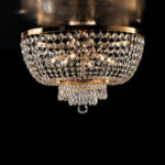 Plafoniera in ferro e ottone dorato con strass 6 luci