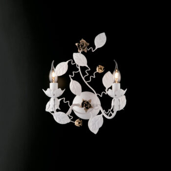 Applique in ferro laccato bianco shabby 2 luci