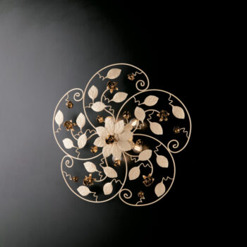 Plafoniera in ferro laccato avorio decape 5 luci