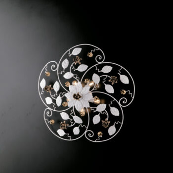 Plafonierain ferro laccato bianco shabby 5 luci