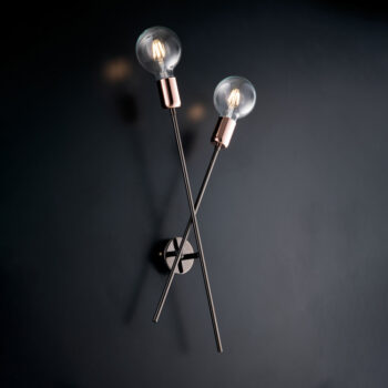 Applique  ferro cromo nero e rame 2 luci