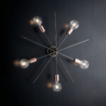 Plafoniera ferro cromo nero e rame 5 luci