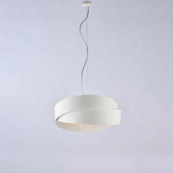 Sospensione in ferro laccato bianco con cavo in acciaio regolabile 2 luci