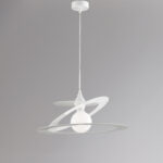 Sospensione con diffusore taglio laser in ferro laccato bianco lucido con cavo elettrico regolabile 1 luce