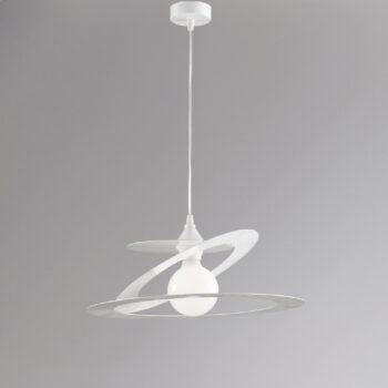 Sospensione con diffusore taglio laser in ferro laccato bianco lucido con cavo elettrico regolabile 1 luce