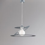 Sospensione con diffusore taglio laser in ferro laccato grigio opaco con cavo elettrico regolabile 1 luce