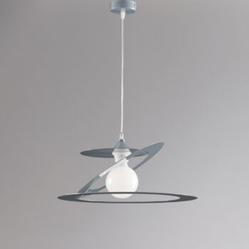 Sospensione con diffusore taglio laser in ferro laccato grigio opaco con cavo elettrico regolabile 1 luce