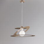 Sospensione con diffusore taglio laser in ferro laccato tortora opaco con cavo elettrico regolabile 1 luce