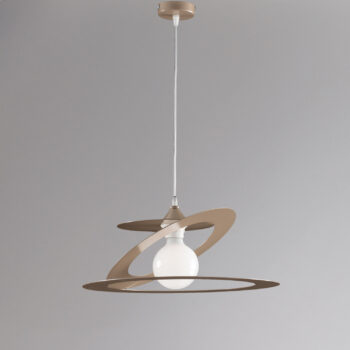 Sospensione con diffusore taglio laser in ferro laccato tortora opaco con cavo elettrico regolabile 1 luce