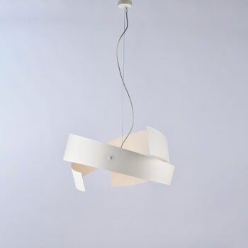 Sospensione in ferro taglio laser laccato bianco con cavo in acciaio regolabile 3 luci