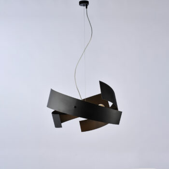 Sospensione in ferro taglio laser laccato nero con cavo in acciaio regolabile 3 luci