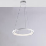 Sospensione circolare in metallo e alluminio laccato bianco con led integrato e cavi elettrici regolabili