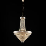 Lampadario in ferro e ottone dorato con strass 11 luci