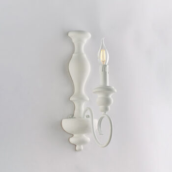 Applique in legno e ferro laccato bianco shabby 1 luce